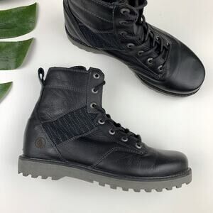 Volcom Stone Row Collection Hemlock Combat Boots Black Leather Women's 6.5